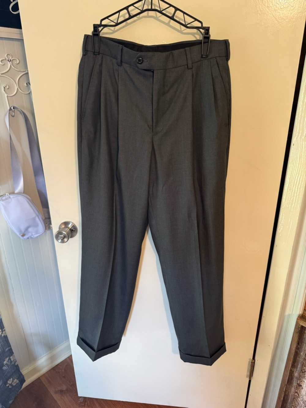 Men's Stafford Essentials Pleated Dress Pants - Gray size 32x30